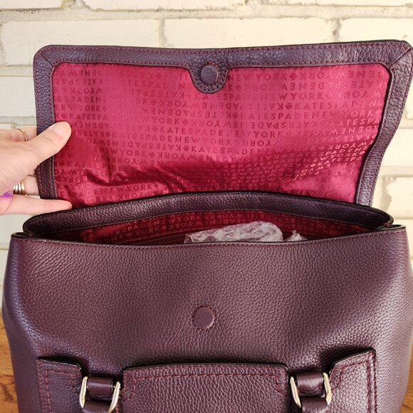 Like New Kate Spade Burgundy Leather Nicola Chester Handbag Satchel Purse - Picture 11 of 14